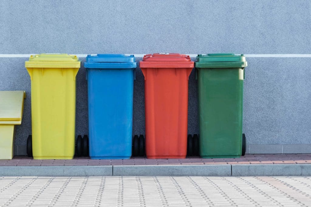 Different Colored Garbage Bins
